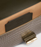 Malone Souliers croc-embossed May clutch bag, imported from the UK