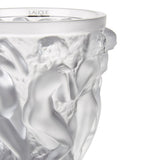Lalique crystal vase with embossed Bacchus design 24cm height, UK version