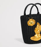 Schiaparelli Face bucket bag with wicker calfskin and gold-plated details, UK version