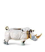 Harrods Lladró Cyborg Rhino Porcelain Sculpture 22cm x 45cm x 19cm- Buy online at McGrocer
