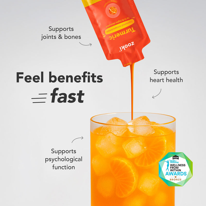 Zooki liposomal curcumin supplement tangerine flavour 750mg 14 sachets - British product