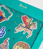 Harrods 3D sticker set with vintage illustrations, pack of 6 - British product