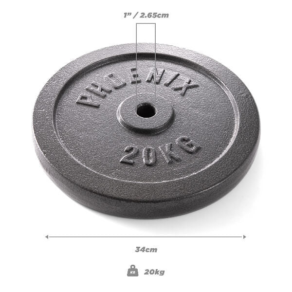 Phoenix Fitness weight plate 20kg 1 inch - British product