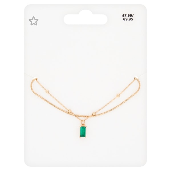 Superdrug Studio London Green Stone Double Layer Necklace GOODS Superdrug