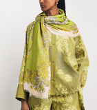 La Doublej Printed Scarf with botanical print on modal silk, UK version