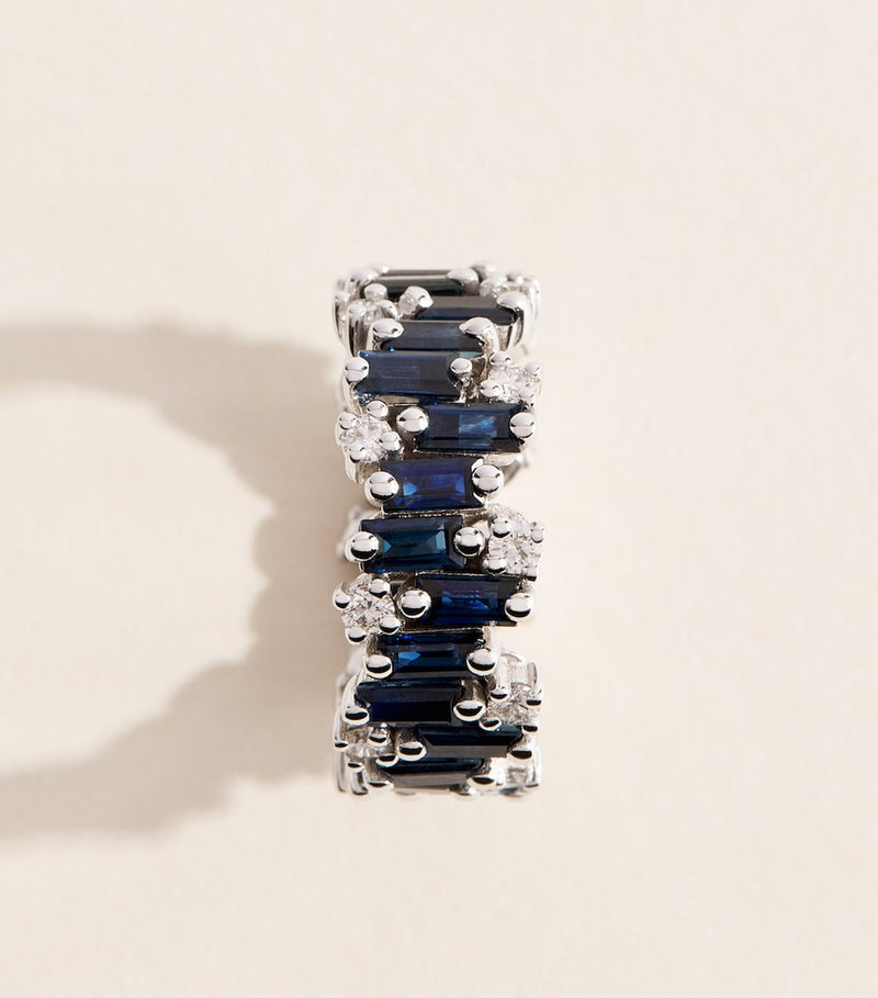 Suzanne Kalan Shimmer Audrey ring blue sapphire diamond white gold (British brand)