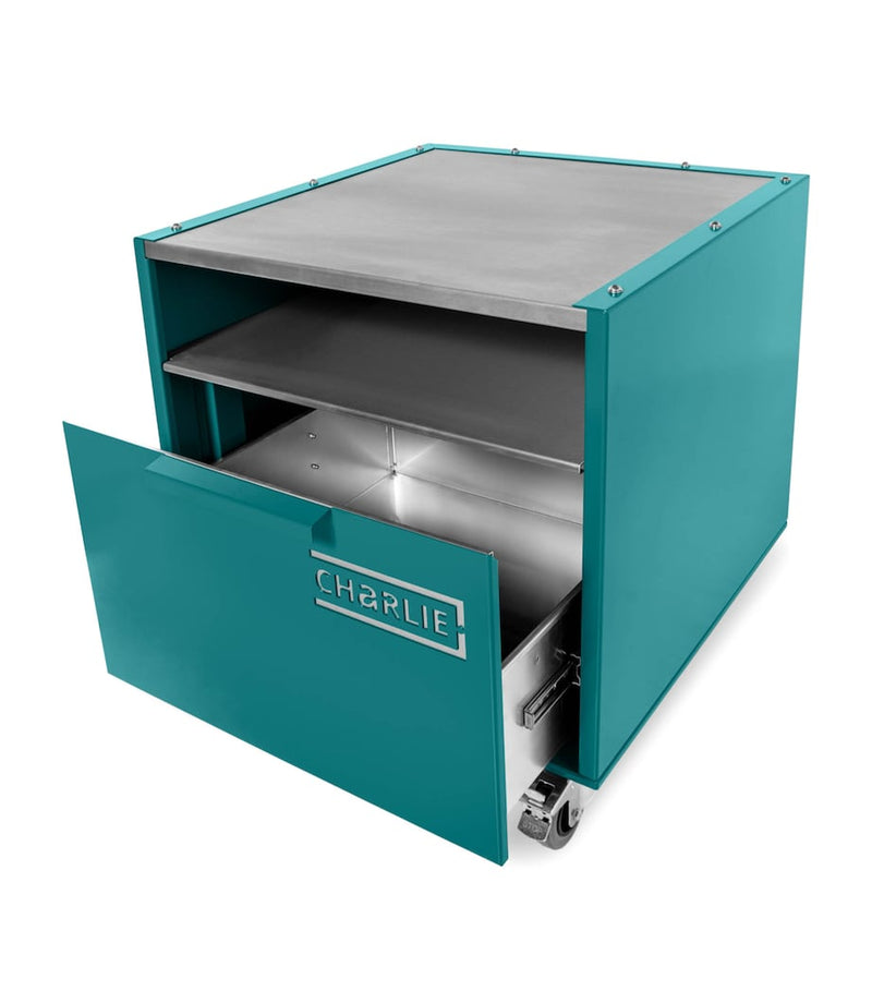 Charlie Oven outdoor island cabinet with castors and drawers 120cm wide - British product