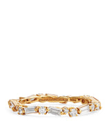 Harrods Suzanne Kalan Yellow Gold and Diamond Thin Mix Eternity Ring- Buy online at McGrocer