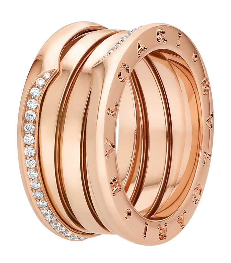 Bvlgari B.zero1 rose gold diamond three-band ring - British product