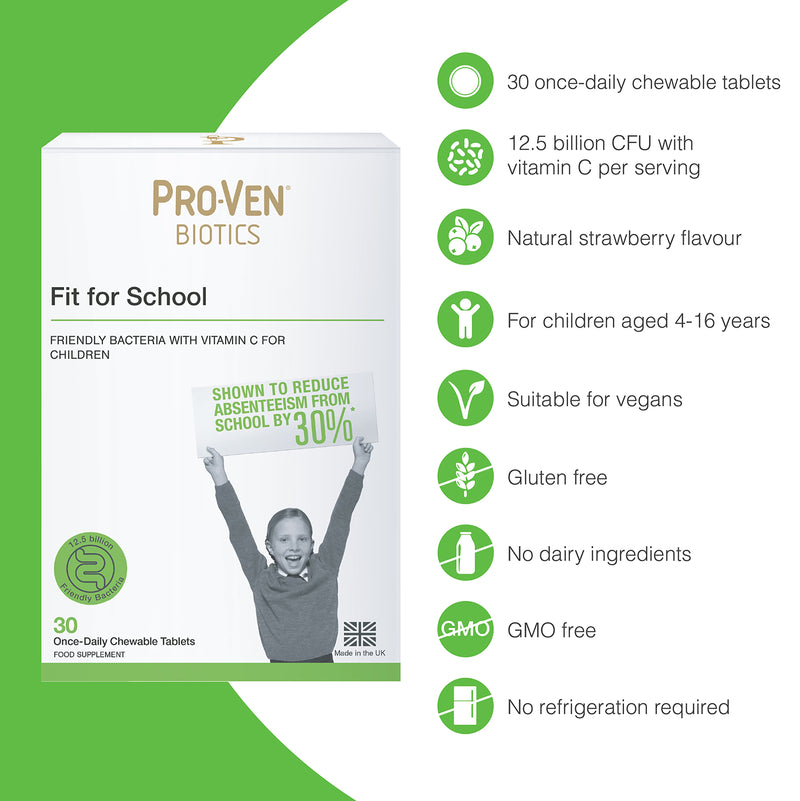 Pro-Ven Biotics Probiotic Chewable Tablets Strawberry 30, imported from the UK