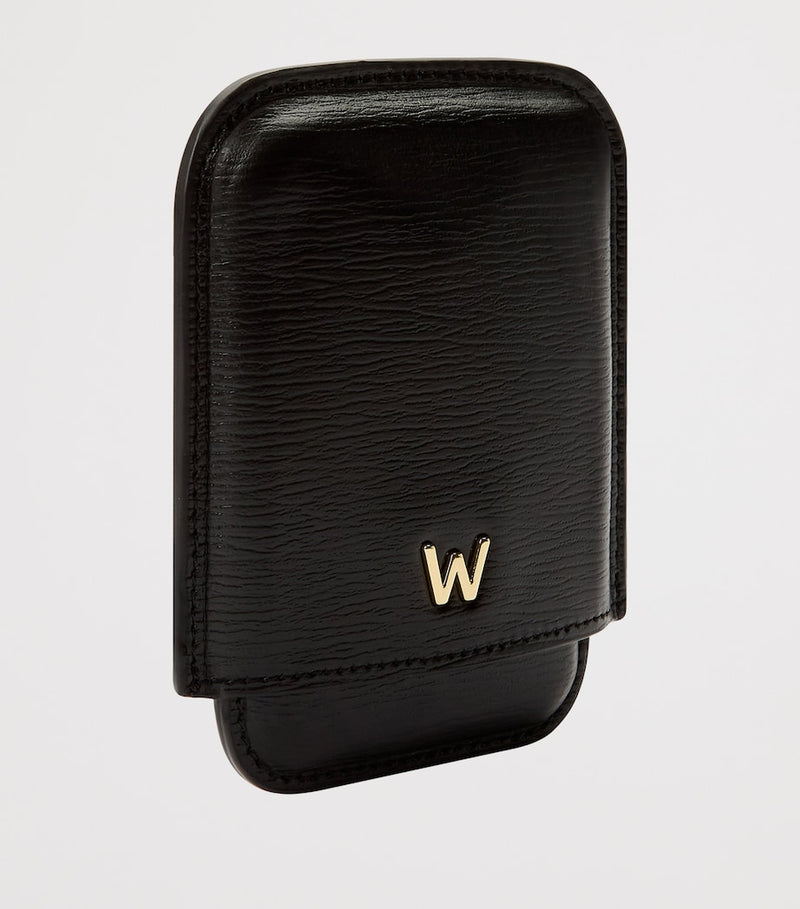 WOLF Leather W Moulded Card Holder compact design, imported from the UK