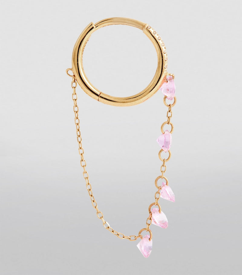 Persée Danaé single earring in yellow gold with diamond and sapphire (British brand)