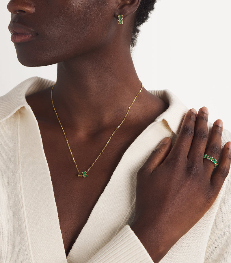 Suzanne Kalan emerald diamond hoop earrings, imported from the UK