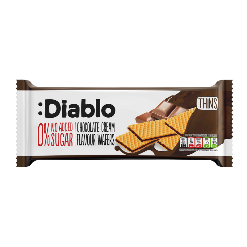 Diablo chocolate cream wafer thins no added sugar 150g (British brand)