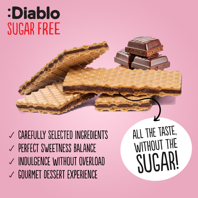 Diablo chocolate cream wafer thins no added sugar 150g (British brand)