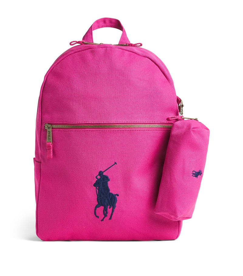 Ralph Lauren canvas kids backpack with Polo Pony embroidery (British brand)