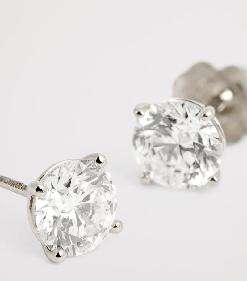Harrods white gold diamond stud earrings 1.50ct (British brand)