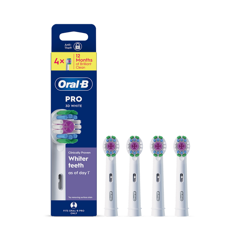 Oral-B Pro 3D White toothbrush heads 4 count - British product