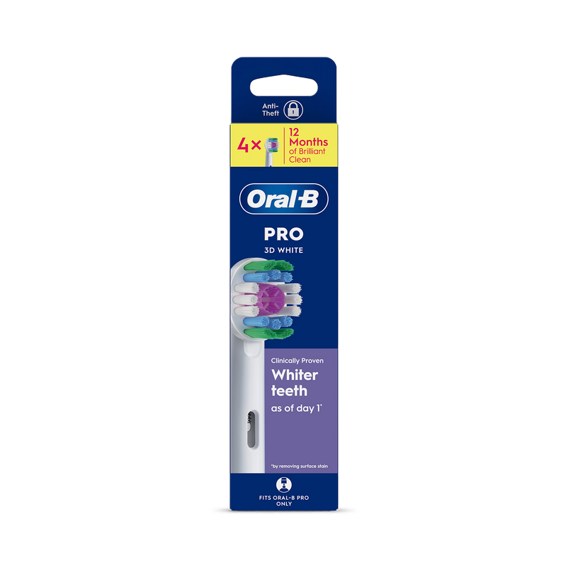 Oral-B Pro 3D White toothbrush heads 4 count - British product