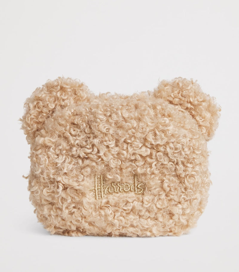 Harrods teddy coin purse with recycled polyester fur, UK version