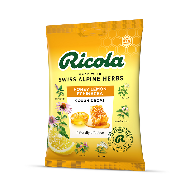 Ricola Honey Lemon Echinacea Cough Drops 75g, imported from the UK