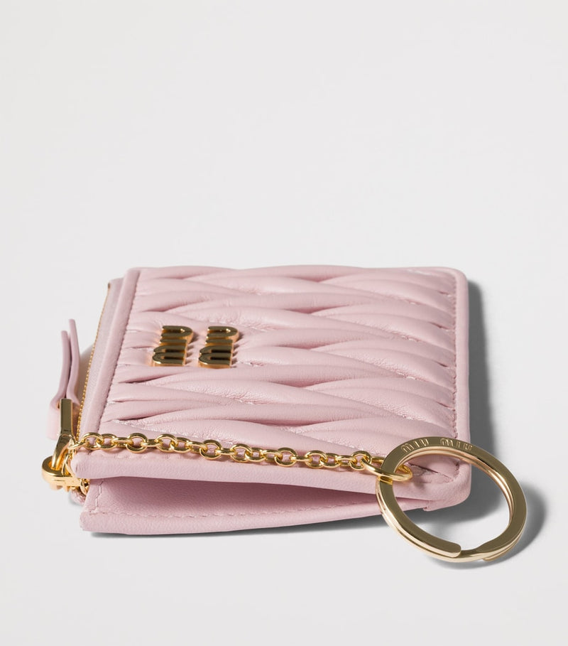 Miu Miu leather matelassé zipped card holder, imported from the UK