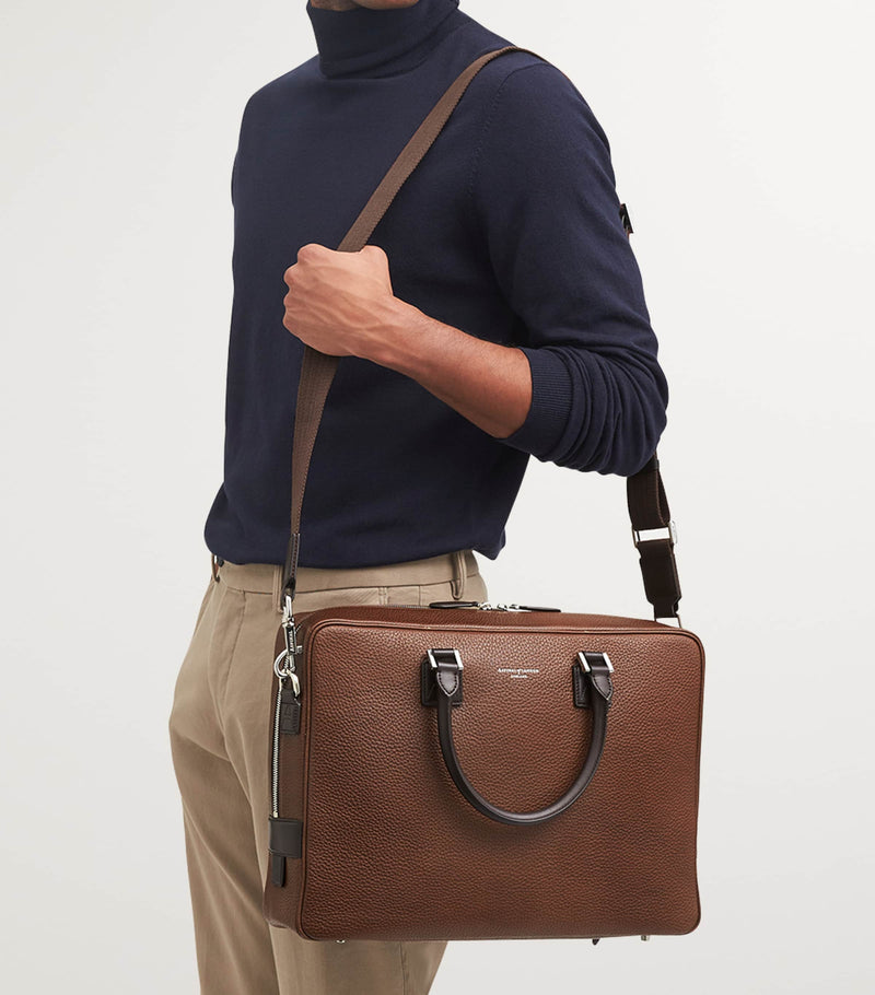 Aspinal of London Mount Street briefcase black saffiano leather (British brand)