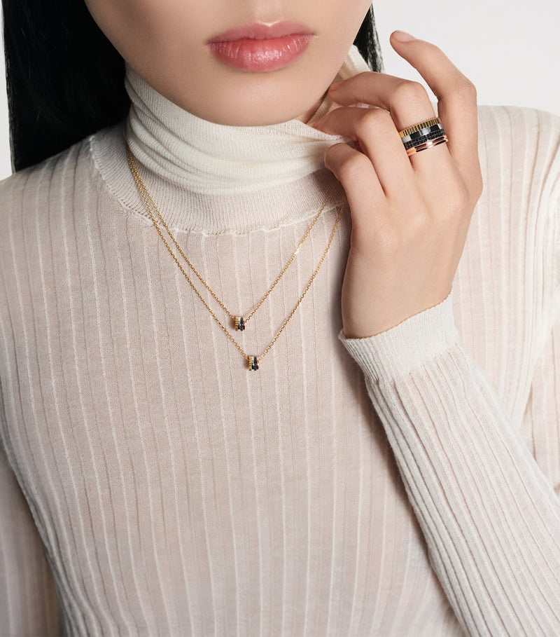 Boucheron extra small mixed gold diamond Quatre Classique pendant - British product