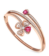 Harrods Bvlgari Fiorever Rose Gold, Diamond and Rubellite Bangle- Buy online at McGrocer