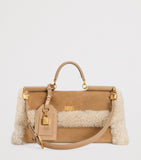 Dolce&Gabbana calfskin fur-trim top-handle bag (British brand)