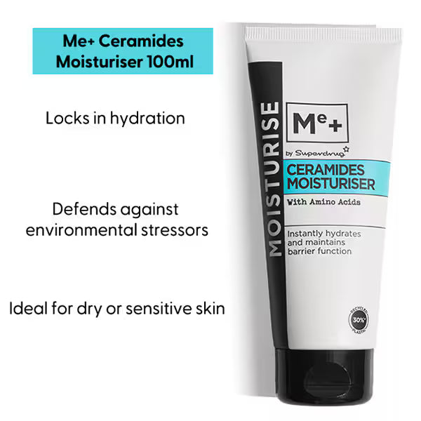 Me+ Ceramides Moisturiser 100ml Face Cream, imported from the UK