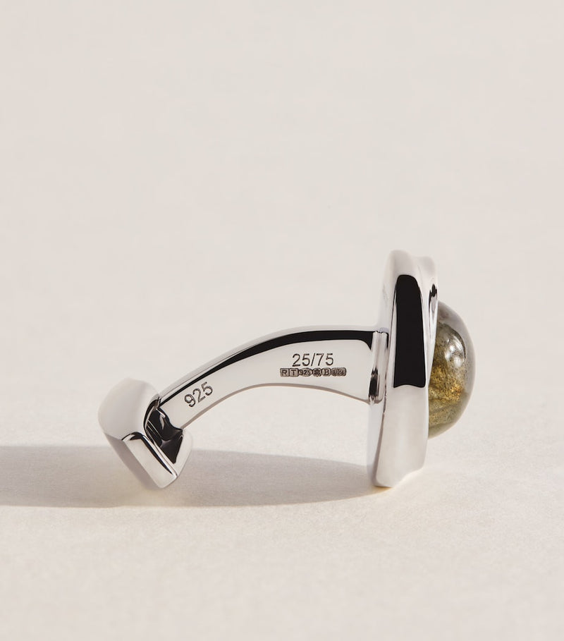 Tateossian rhodium-plated sterling silver Mobius cufflinks - British product