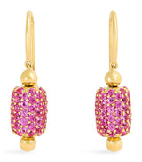 Harrods Emily P. Wheeler Yellow Gold and Sapphire Barrel Drop Earrings- Buy online at McGrocer