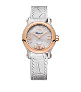 Harrods Chopard Happy Sport Rose Gold and Stainless Steel Diamond Watch 30mm- Buy online at McGrocer