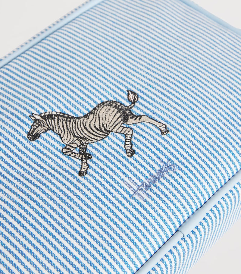 Harrods pastel stripe embroidered animal nursery pouch (British brand)