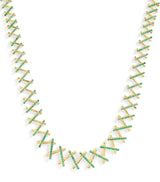 Harrods Suzanne Kalan Yellow Gold and Emerald Pavé Deco Wishbone Necklace- Buy online at McGrocer