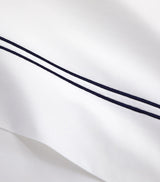 Super King Brushed Organic Cotton Percale Flat Sheet with Striped Design, 270cm x 295cm