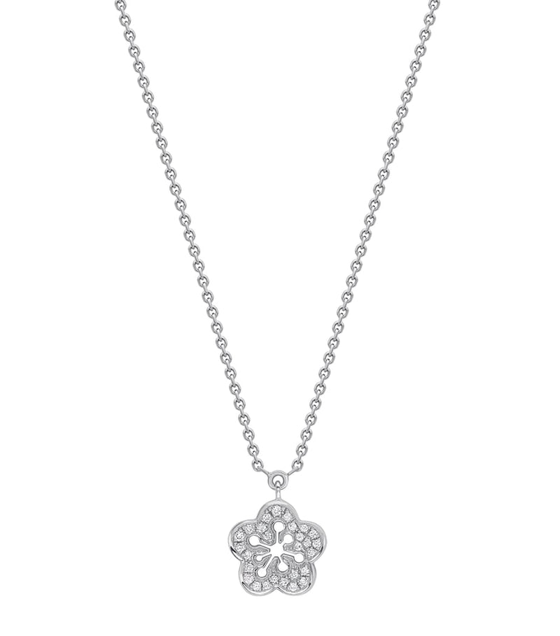 Boodles mini white gold diamond blossom pendant necklace 46cm - British product