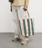 Harrods jute striped logo shopper tote bag - British product