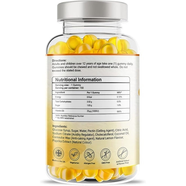 Pharmanostix Vitamin D3 1000iu gummies 150 count - British product