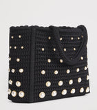 Sandro Paris crochet studded top-handle bag, UK version