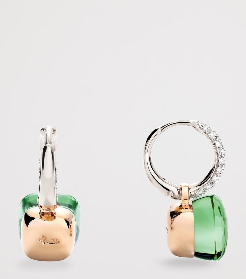 Pomellato Nudo earrings prasiolite agate diamonds rose white gold, UK version