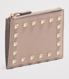 Valentino Garavani leather Rockstud card holder with card slots, imported from the UK