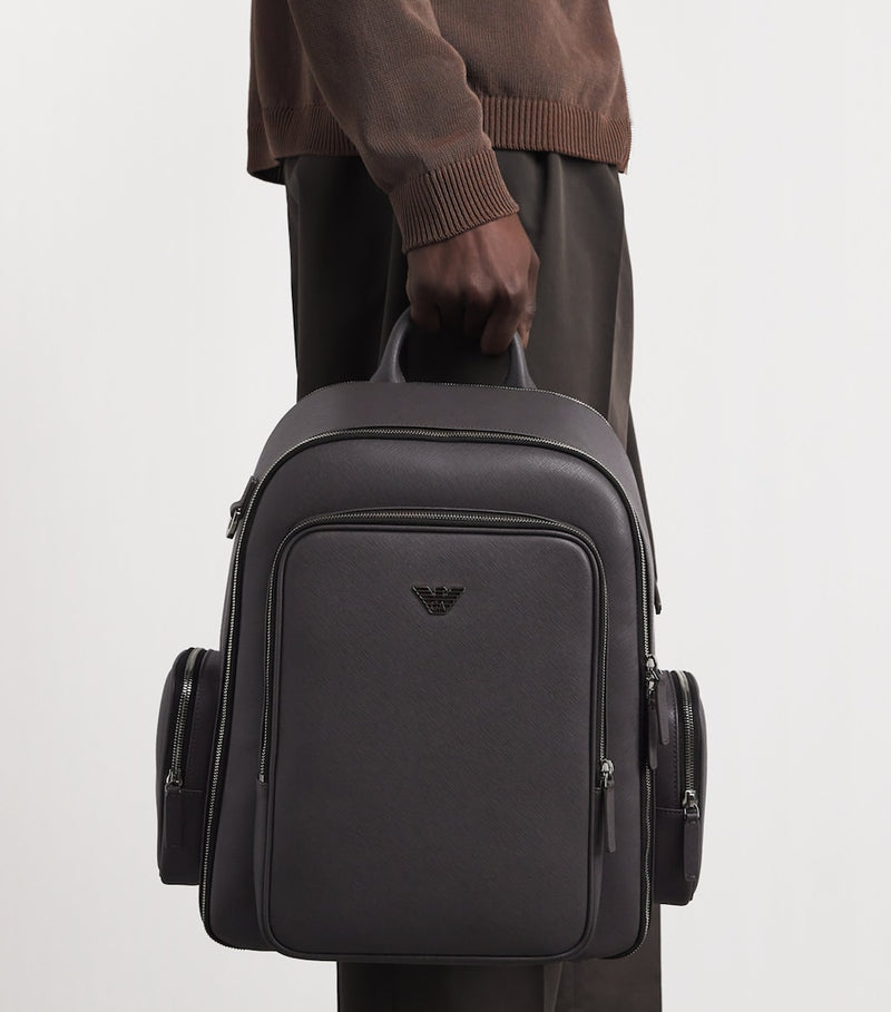 Emporio Armani faux leather backpack with padded straps, UK version
