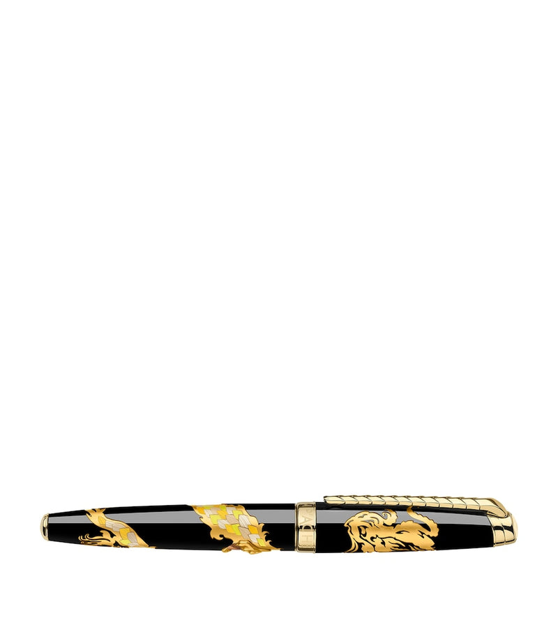 Caran d'Ache straw marquetry dragon fountain pen (British brand)