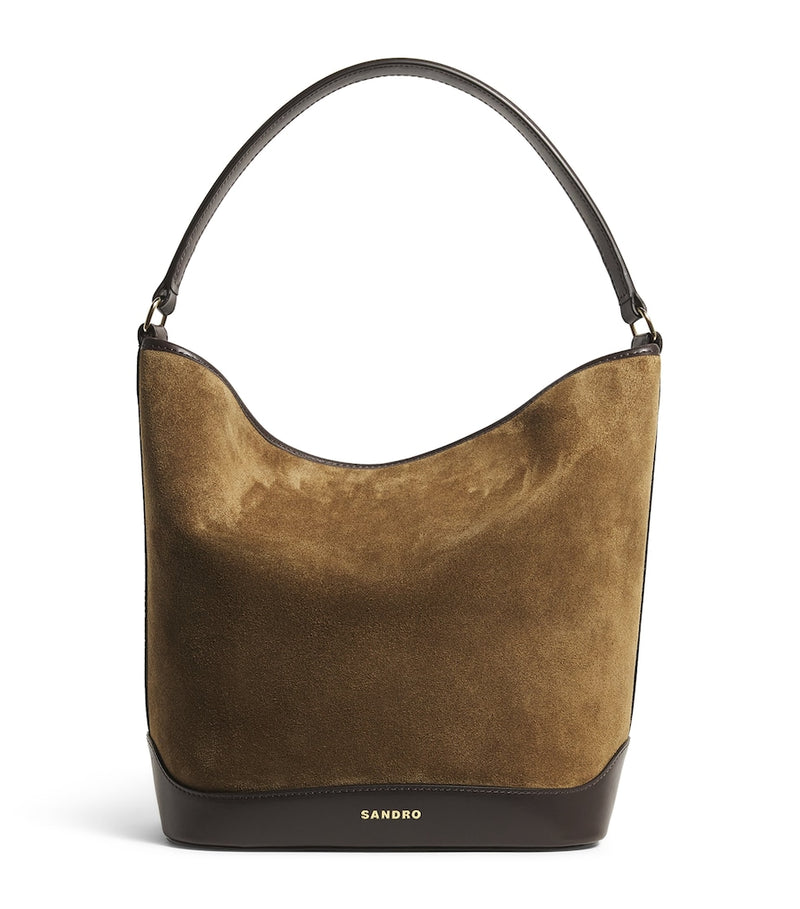 Sandro Paris suede-leather bucket bag 28cm, UK version