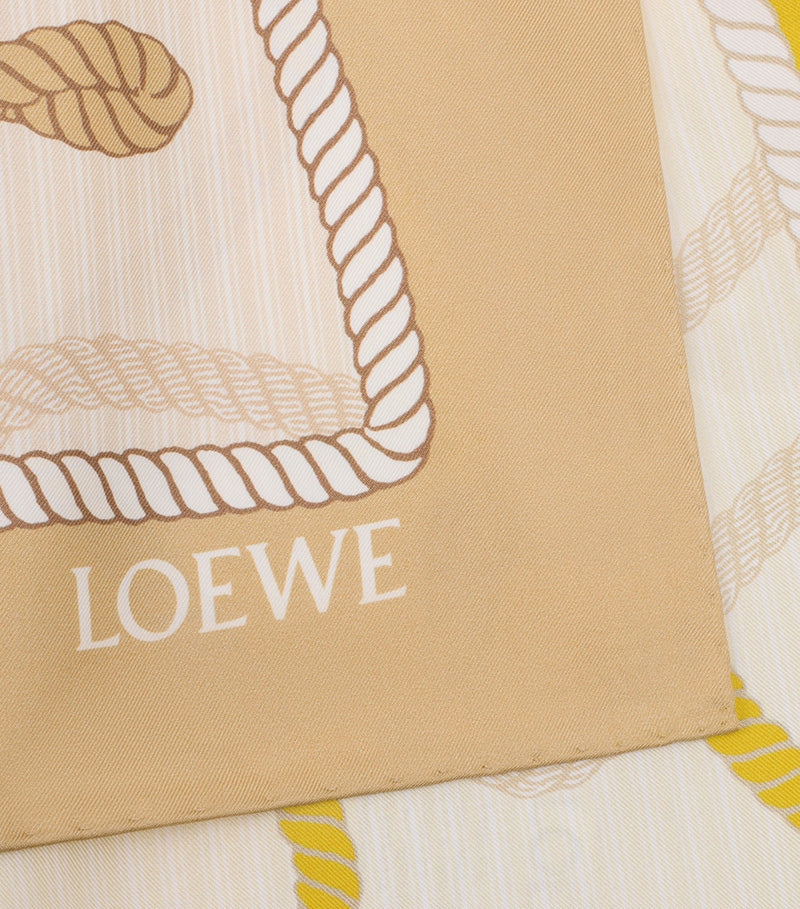 LOEWE silk twill scarf with abstract Anagram print 90x90, UK version