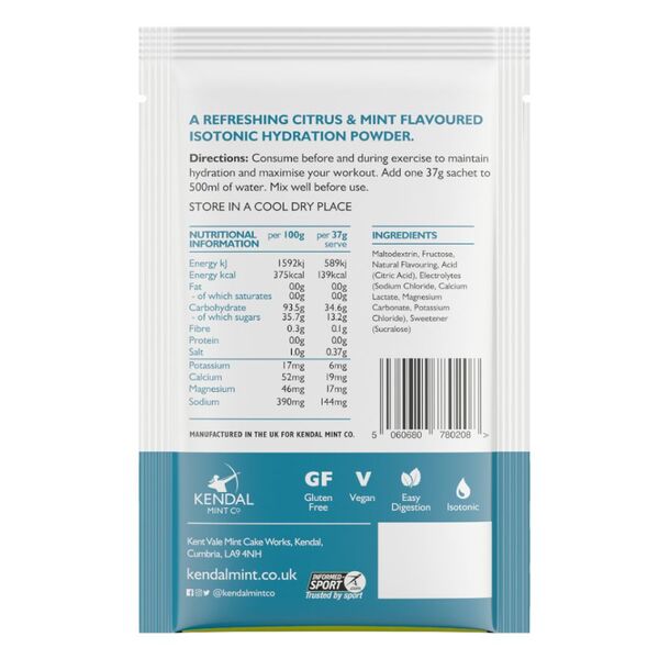KMC isotonic drink powder Citrus & Mint 12x37g, imported from the UK