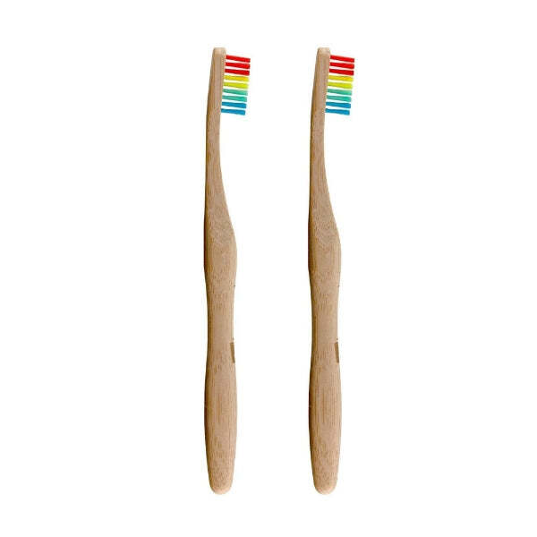 Dr Botanicals Bamboo Toothbrush Rainbow Duo Pack - British product