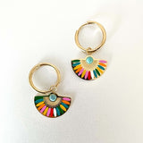 Luxe Tones Solara 18k gold plated hoop earrings fan charm 3cm (British brand)